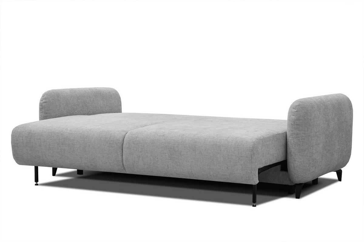 SOFA DRAKE 3-Sitzer mit Schlaffunktion, hellgrau - Hellgrau/Braun, Holz/Textil (232/90/107cm) - Wozimo