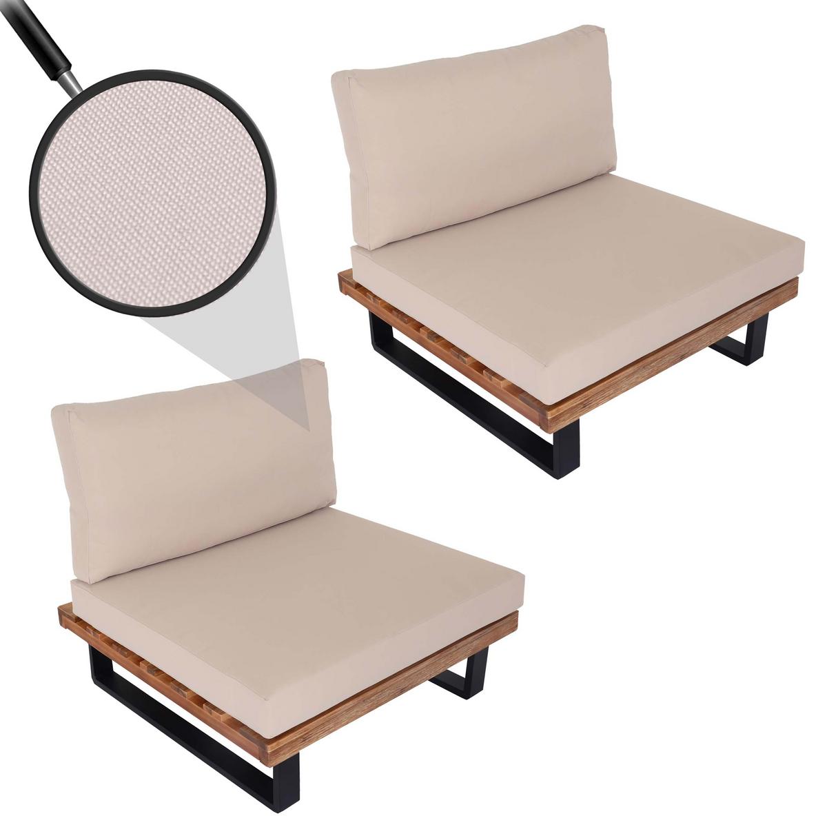 LOUNGE-SESSEL Schwarz, Beige - Beige/Schwarz, Holz (82/75/82cm) - MCW