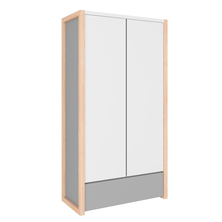 SCHRANK 2 Türen Weiß und grau - Weiß, Holzwerkstoff (100/190/50cm) - Petits-meubles