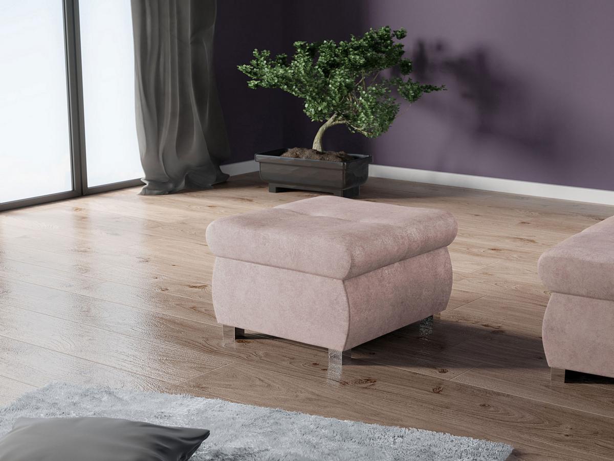 POLSTERHOCKER Orkan Klein - Hellrosa/Silberfarben, Holz/Textil (60/39/60cm) - MIRJAN24