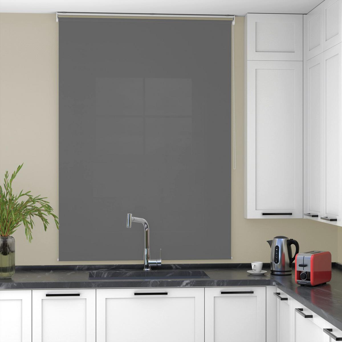 ROLLO blickdicht dunkelgrau 90 x 150cm - Dunkelgrau, Textil (90/150cm) - Deco-Raum