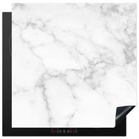 HERDABDECKPLATTE Marmor - Grau - Weiß - Strukturierter Marmor Induktionsmatte 78x78 cm - Weiß, Kunststoff (78/78/0.2cm) - MuchoWow