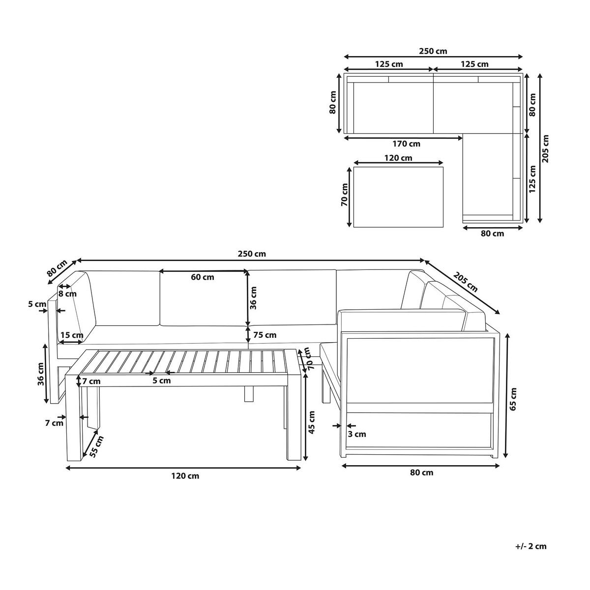 LOUNGE-SET 6-Sitzer grau Castella - Grau, Metall - Beliani