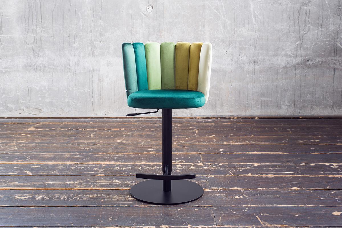 BARHOCKER JADA Grün Velvet Drehbar (360°), Höhenverstellbar (1er-Set) - Grün, Kunststoff/Textil (55/85/53cm) - KAWOLA