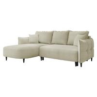ECKSOFA Sycylia, Seite: Links - Schwarz/Naturfarben, Holz/Textil (244/165cm) - MIRJAN24