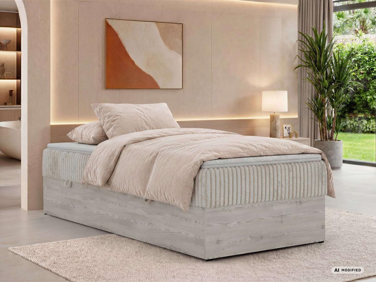 BOXBETT NORDIC ZERO 90/200 - Beige Cord - Topper Visco - H3 - Beige/Schwarz, Kunststoff/Textil (90/200cm) - MKS