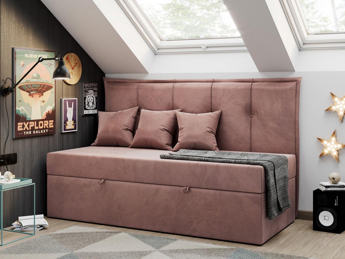 BOXBETT BANCO 90/200 Rosa Velvet hydrophob - H3 - Rosa, Holz/Textil (90/200cm) - MKS