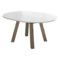 ESSTISCH Rund ausziehbar Edda 1 130 x 130 x 78 Küchentisch Asteiche/Weiß Matt Lack - Weiß, Holz (130/130/78cm) - 58aufmkessel