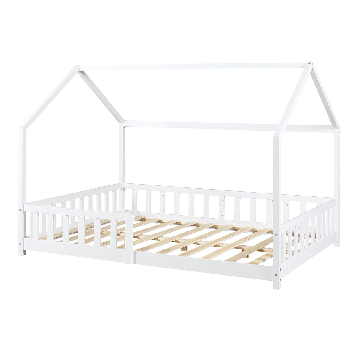 HAUSBETT Hesel - Weiß, Holz (140/200cm) - [en.casa]