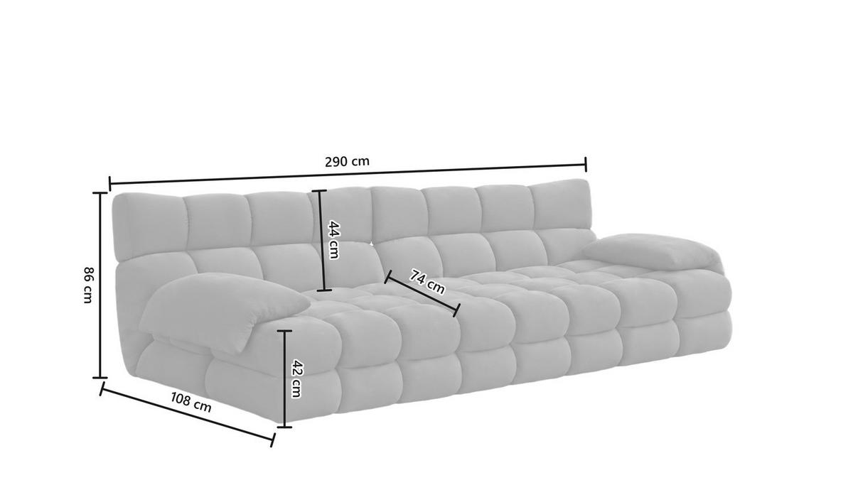 SOFA AMIA Braun Velvet - Schwarz/Braun, Kunststoff/Textil (290/86/108cm) - KAWOLA