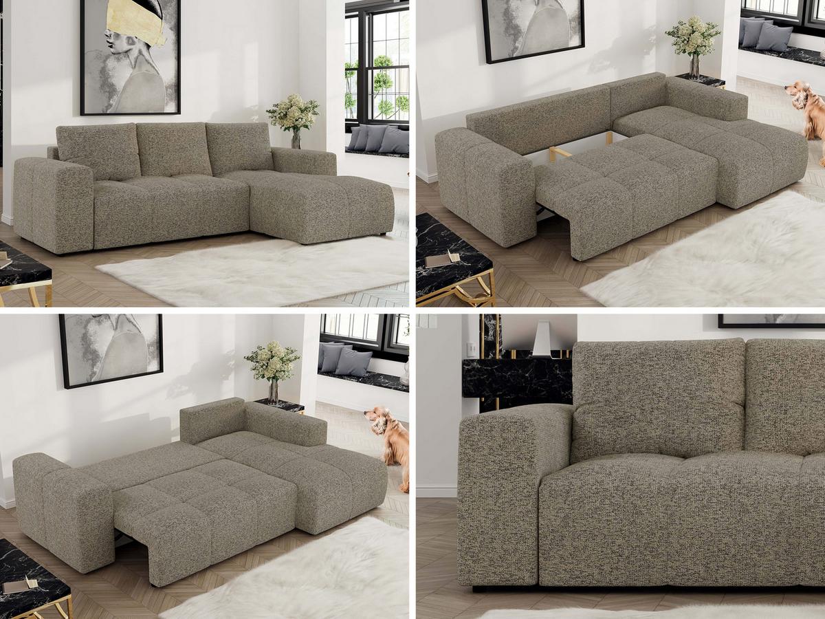 ECKSOFA MONIVA Dunkelbeige Strukture - Rechts - Taupe/Beige, Textil (266/164cm) - MKS