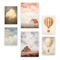 POSTER Set Mit 6 Oranger Himmelstraum A3 & A4 Rahmenlos - Klar, Papier (29/3cm) - Nacnic