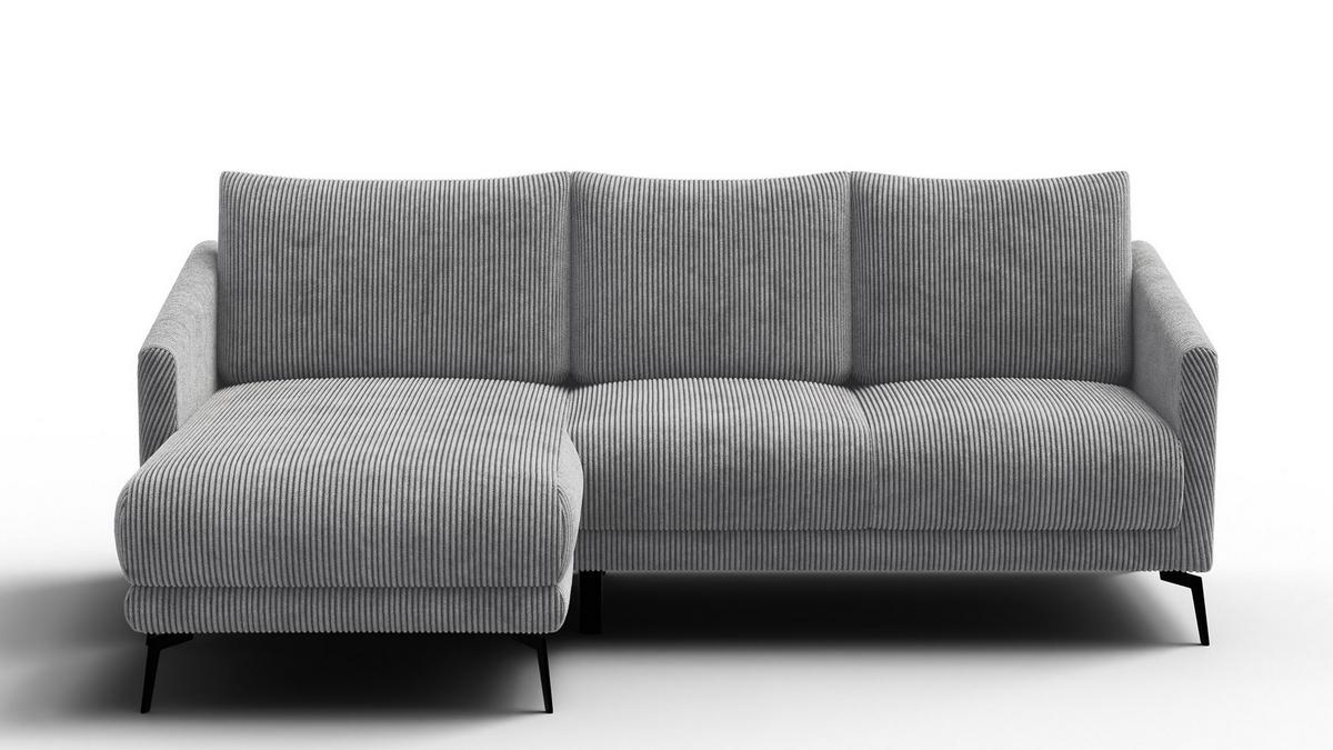 ECKSOFA VILT 3-Sitzer, hellgrau - Hellgrau/Schwarz, Holzwerkstoff/Textil (221/156cm) - Wozimo