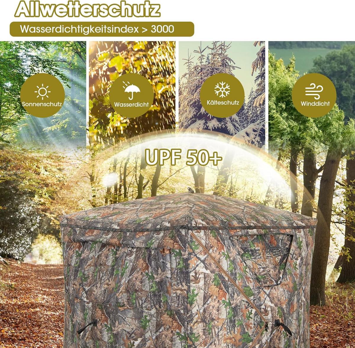 JAGDZELT Camouflage - Multicolor, Kunststoff (147/168/147cm) - COSTWAY