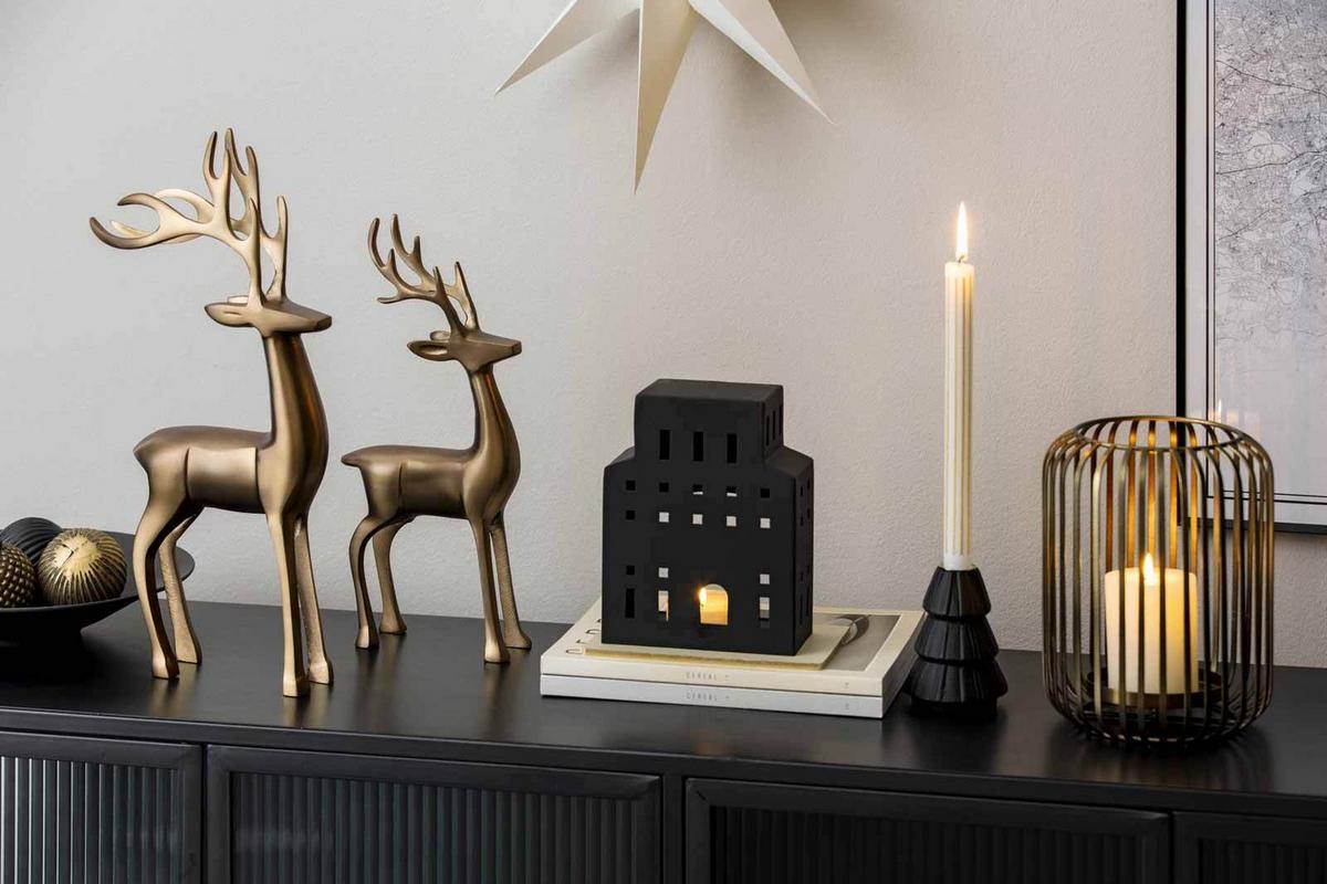 WINDLICHTER-SET HÄUSER Christmas Chic 20 / 22,5 / 30,7 cm 3-tlg. - Schwarz, Metall (2/2/2cm) - Villeroy & Boch