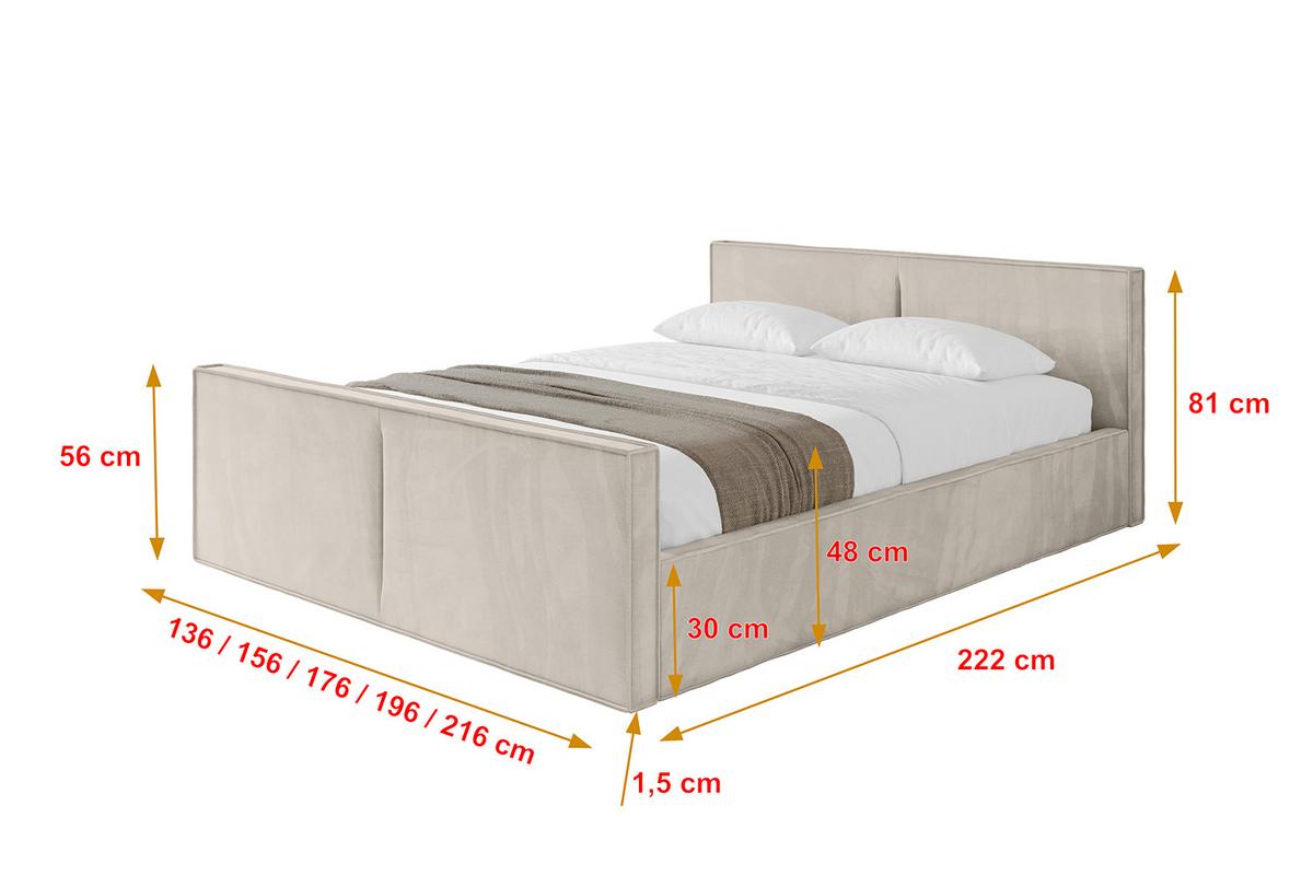 POLSTERBETT mit Bettkasten, Fußteil und Lattenrost, Boxbett mit Matratze H3/H4 - EMMI-Z-V1 180x200 Beige - Beige, Holzwerkstoff/Textil (180/200cm) - ALTDECOR