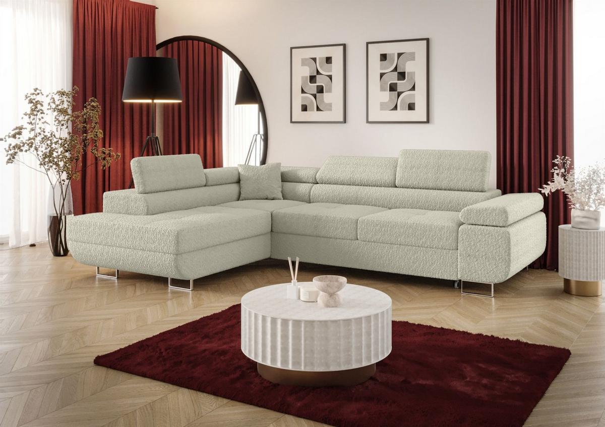 ECKSOFA Monaro Mit Schlaffunktion - Beige, Holzwerkstoff/Textil (202/275cm) - Fun Möbel