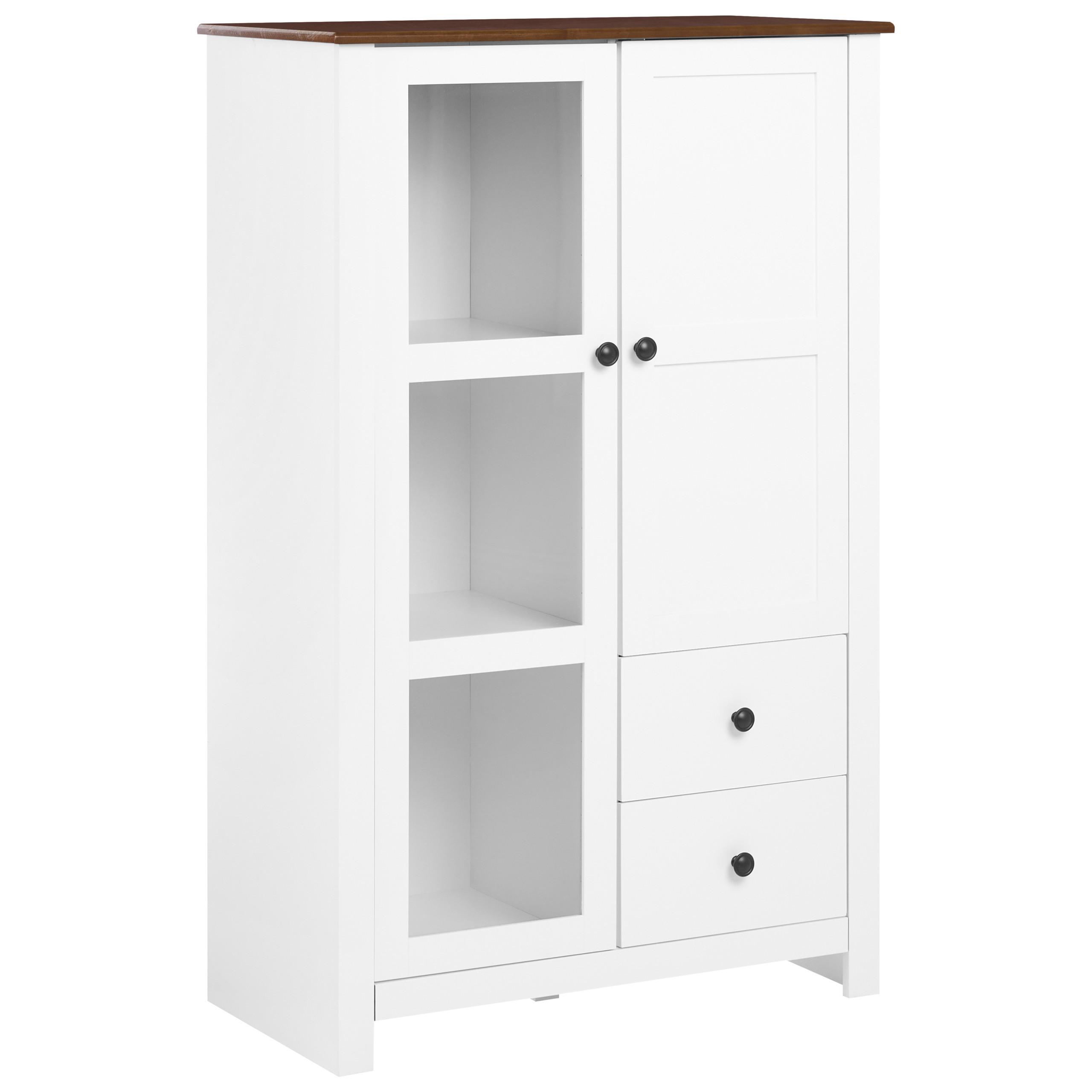 VITRINE 80 cm Weiß Pimba - Dunkelbraun, Holzwerkstoff (80/125/40cm) - Beliani
