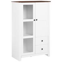 VITRINE 80 cm Weiß Pimba - Dunkelbraun, Holzwerkstoff (80/125/40cm) - Beliani