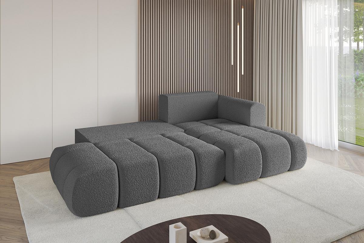 ECKSOFA Ottomane Rechts CLOUD-L-v1 280x185x90 Grau Bouclé - Grau, Holzwerkstoff/Kunststoff (185/280cm) - ALTDECOR
