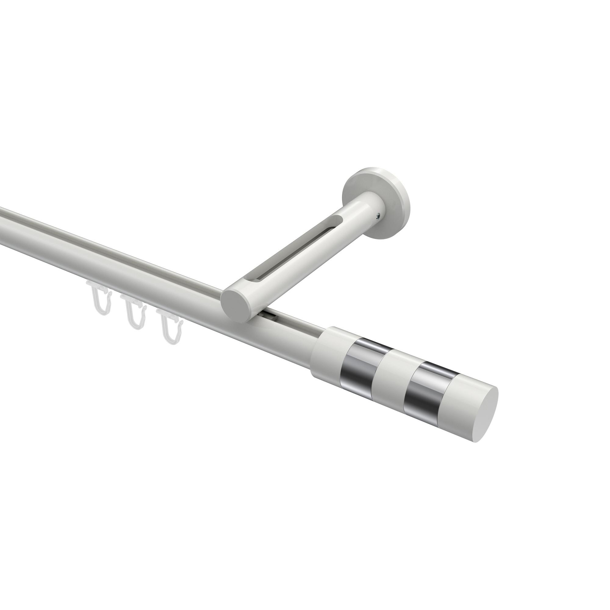 GARDINENSTANGE INNENLAUF Siteno Mavell 160 cm, 1-läufig, 20 mm Ø Weiß - Chromfarben/Weiß, Metall (160cm) - INTERDECO