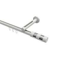 GARDINENSTANGE INNENLAUF Siteno Mavell 160 cm, 1-läufig, 20 mm Ø Weiß - Chromfarben/Weiß, Metall (160cm) - INTERDECO