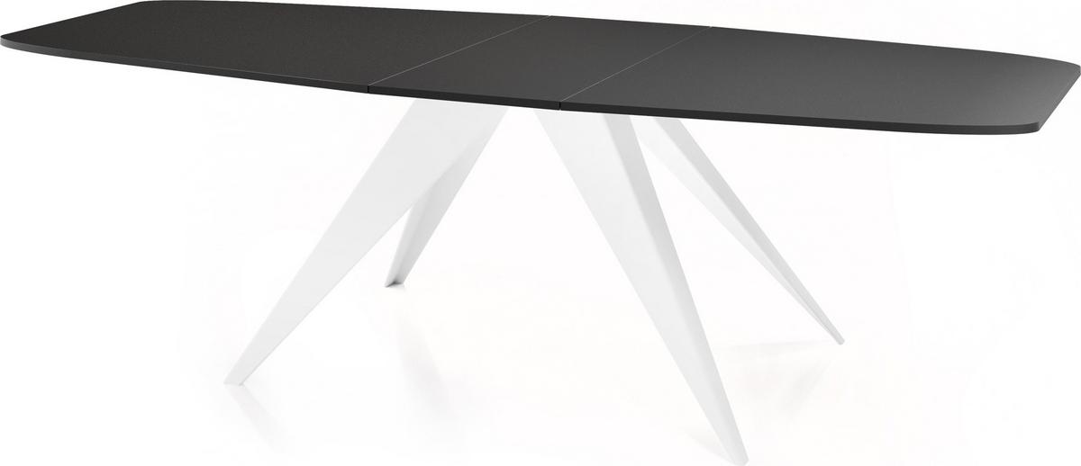 ESSTISCH Fatina rechteckig ausziehbar, Schwarz 180-218/90/76 cm - Schwarz/Weiß, Holzwerkstoff/Metall (90/220/76cm) - WFL GROUP