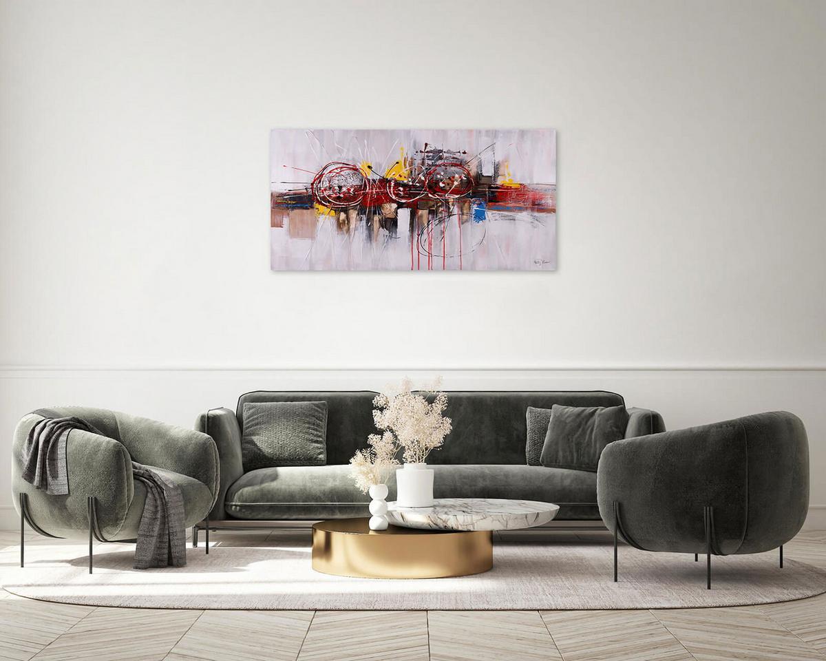 ACRYLBILD HANDGEMALT 120/60 cm - Pink/Beige, Holz/Textil (120/60cm) - KUNSTLOFT