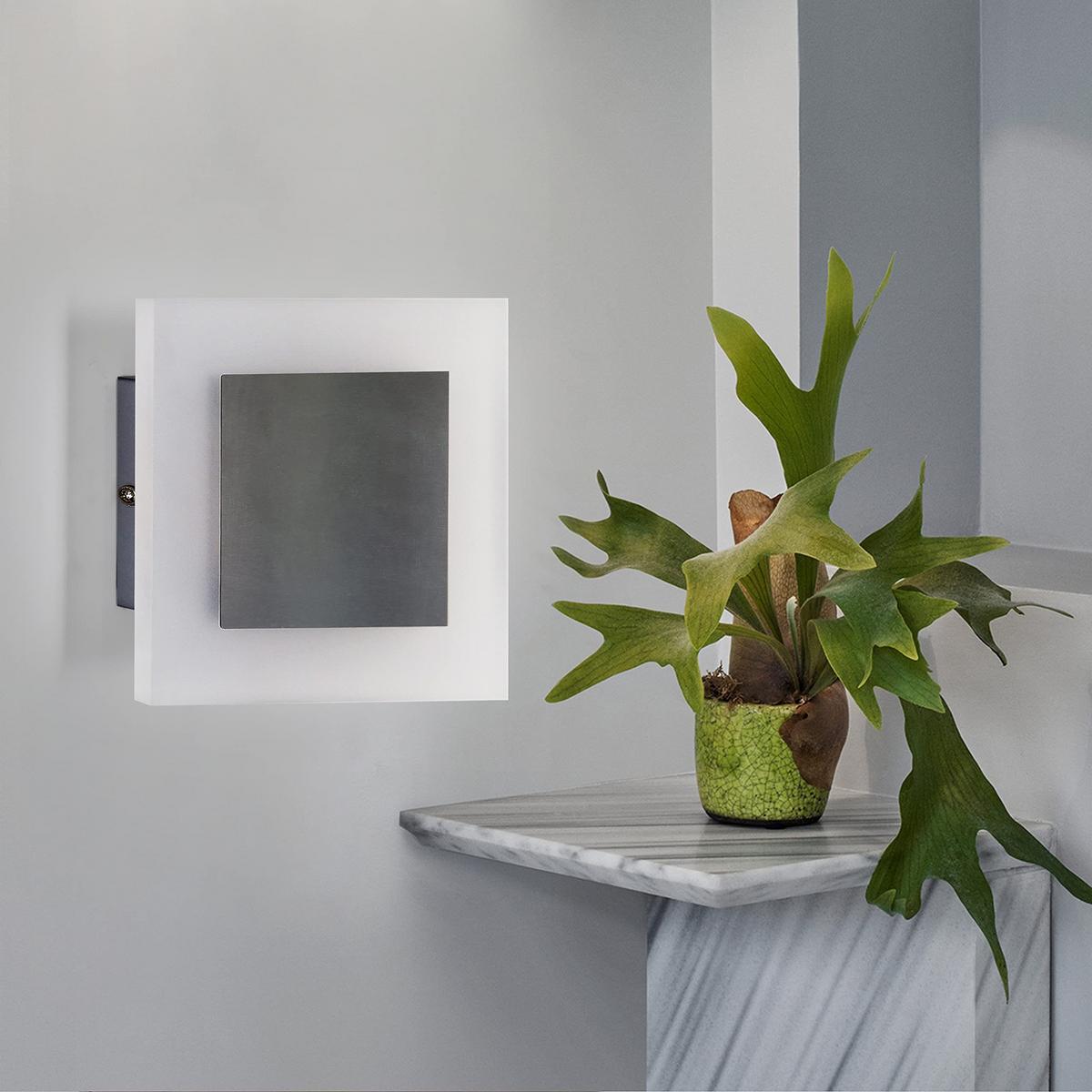 LED-WANDLEUCHTE Shimmerlite 16/16/4.8 cm - Schwarz, Metall (16/4.8/16cm) - ZMH