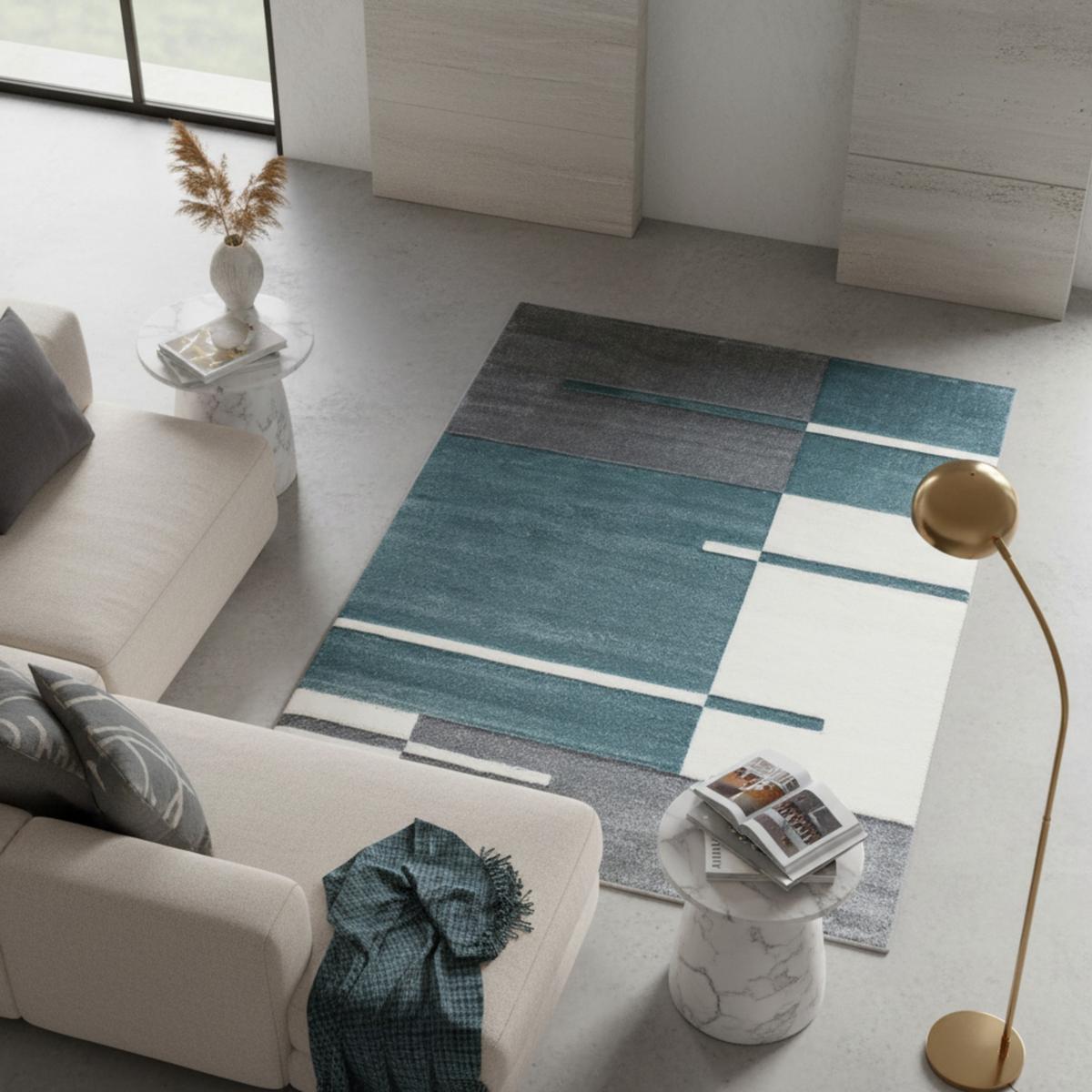 KURZFLORTEPPICH LATEMAR, kariert, Blau, 200 x 290 cm - Blau, Textil (290/200cm) - KADIMA DESIGN