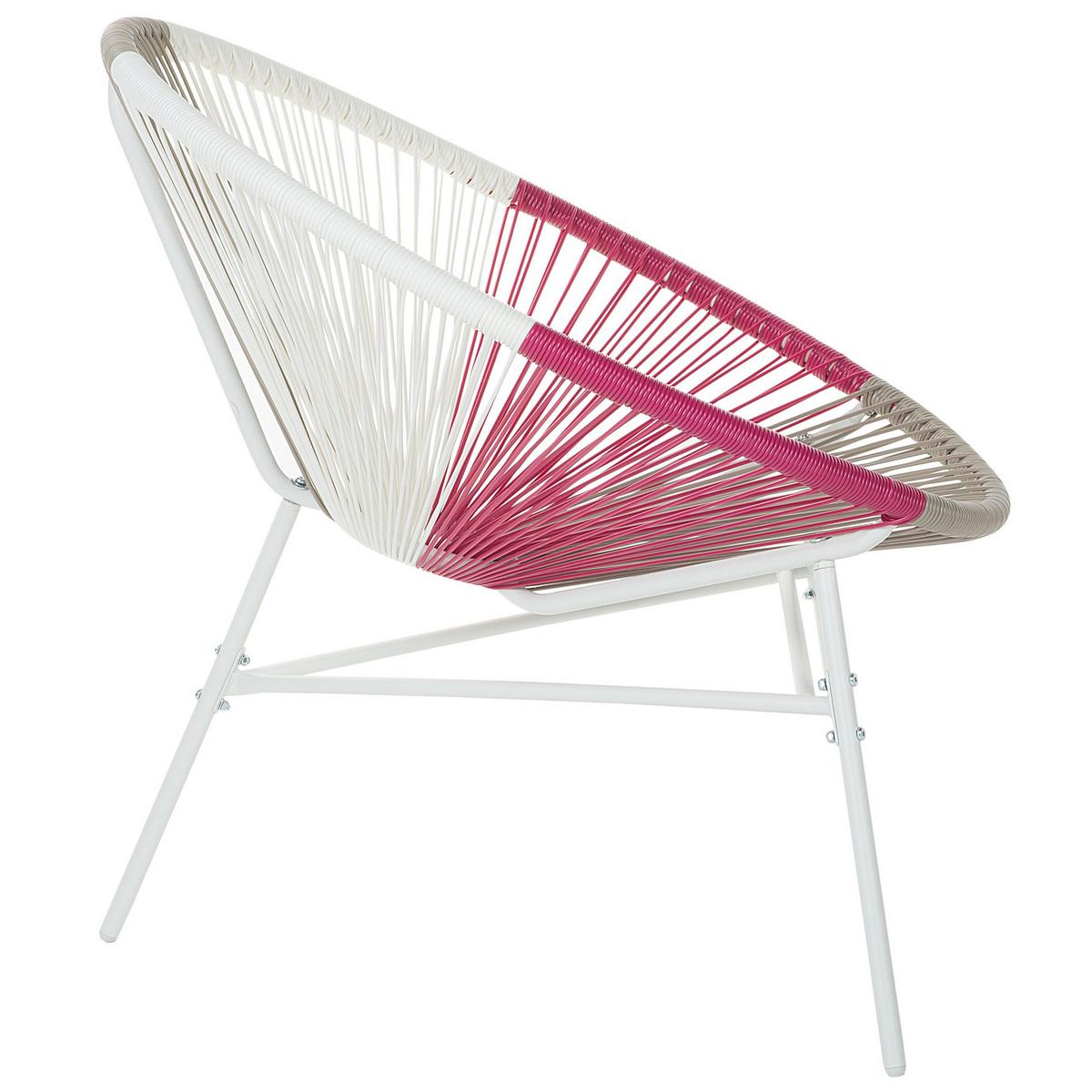 RATTANSTUHL Kunststoff weiß/beige/rosa 76 cm Acapulco - Pink/Beige, Kunststoff (76/85/76cm) - Beliani