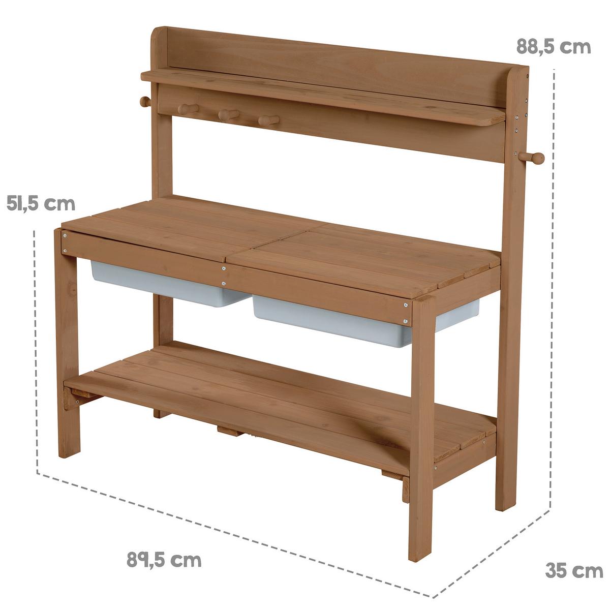OUTDOOR KINDERKÜCHE 'FUN' mit Spielwanne teak - Teakfarben, Holz (89.5/35cm) - Roba