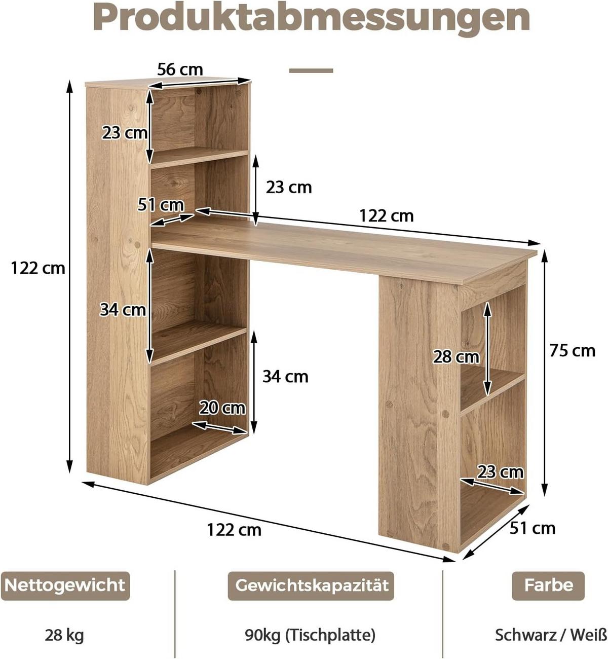SCHREIBTISCH 120cm Holz - Rot, Holz (52/122/120cm) - COSTWAY