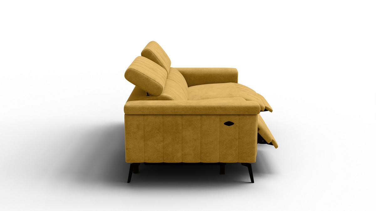 RELAXSOFA NORDEL 3-Sitzer, senfgelb - Gelb/Schwarz, Holz/Textil (194/80/105cm) - Wozimo