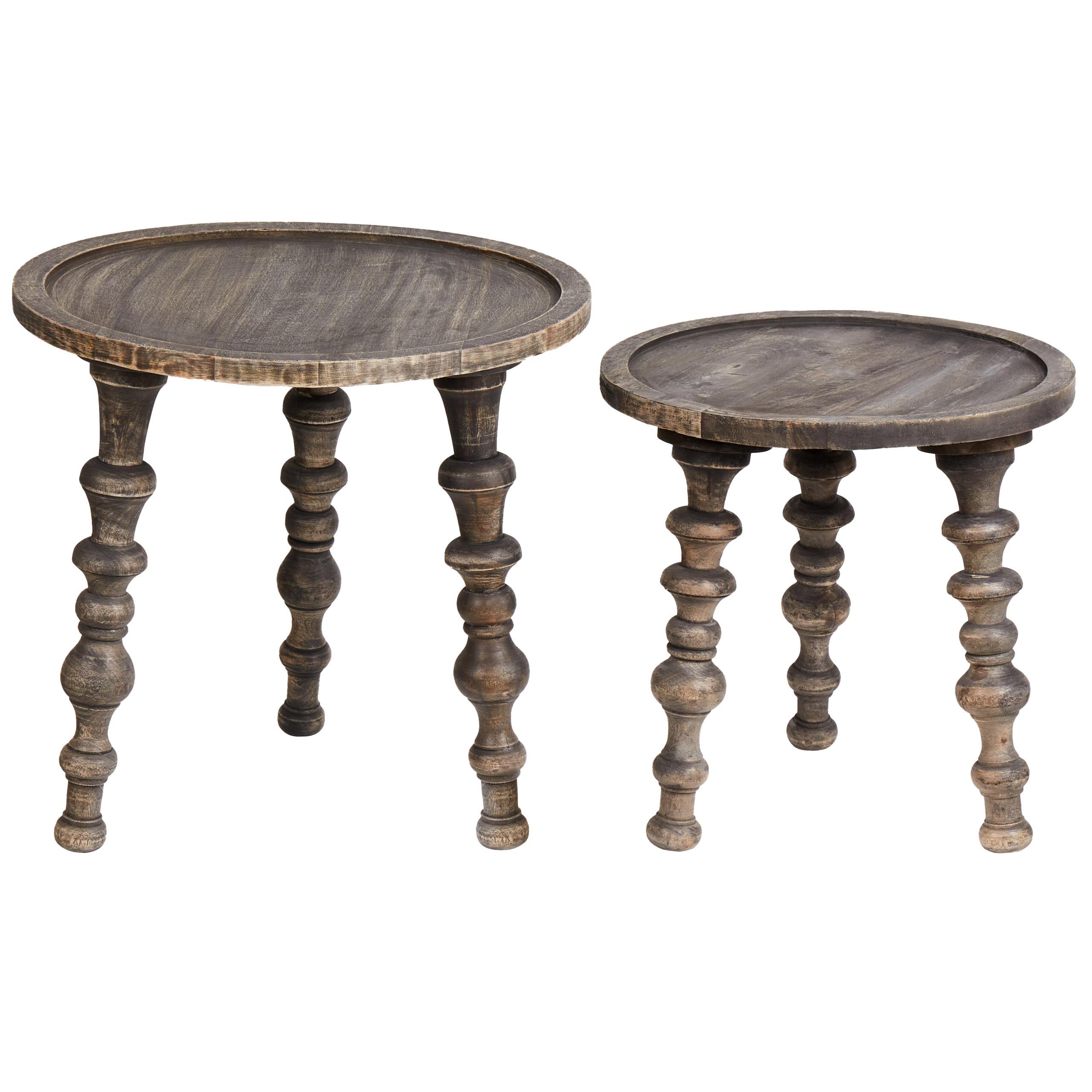 BEISTELLTISCH 2er-Set Mangoholz Dunkelbraun - Braun, Holz (46/46/44cm) - Beliani
