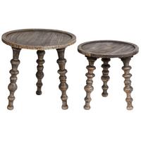 BEISTELLTISCH 2er-Set Mangoholz Dunkelbraun - Braun, Holz (46/46/44cm) - Beliani