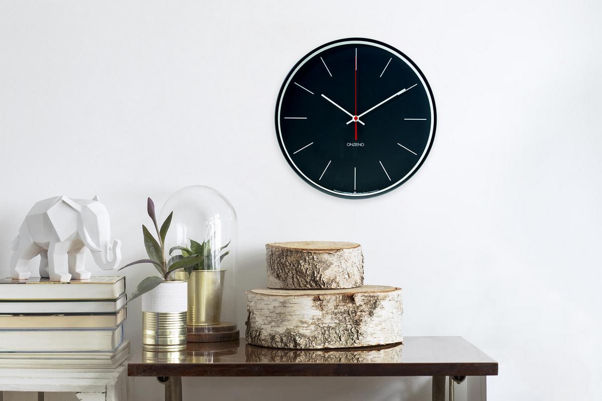 WANDUHR Design Schwarz 31/31 cm - Schwarz, Glas/Holzwerkstoff (30.5/30.5/4cm) - ONZENO