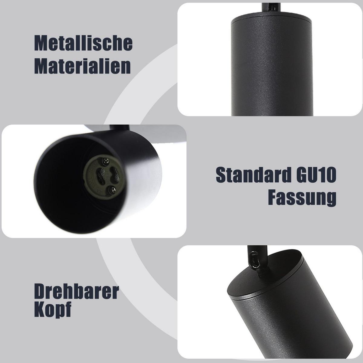 DECKENSTRAHLER Baunach 4-flammig 25/25/14.4 cm - Schwarz, Metall (25/25/14.4cm) - Nettlife