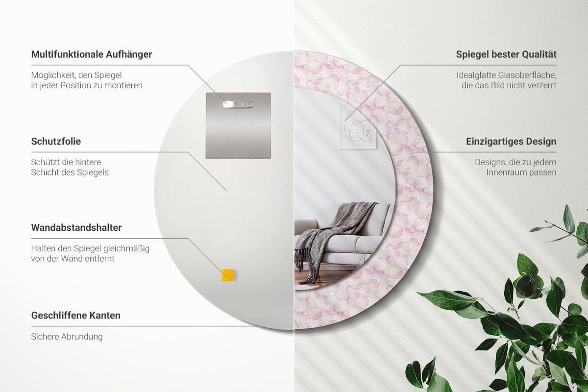 SPIEGEL Rund Ø 50 cm mit Aufdruck - Pink, Glas (50/50/0.4cm) - Wallfluent
