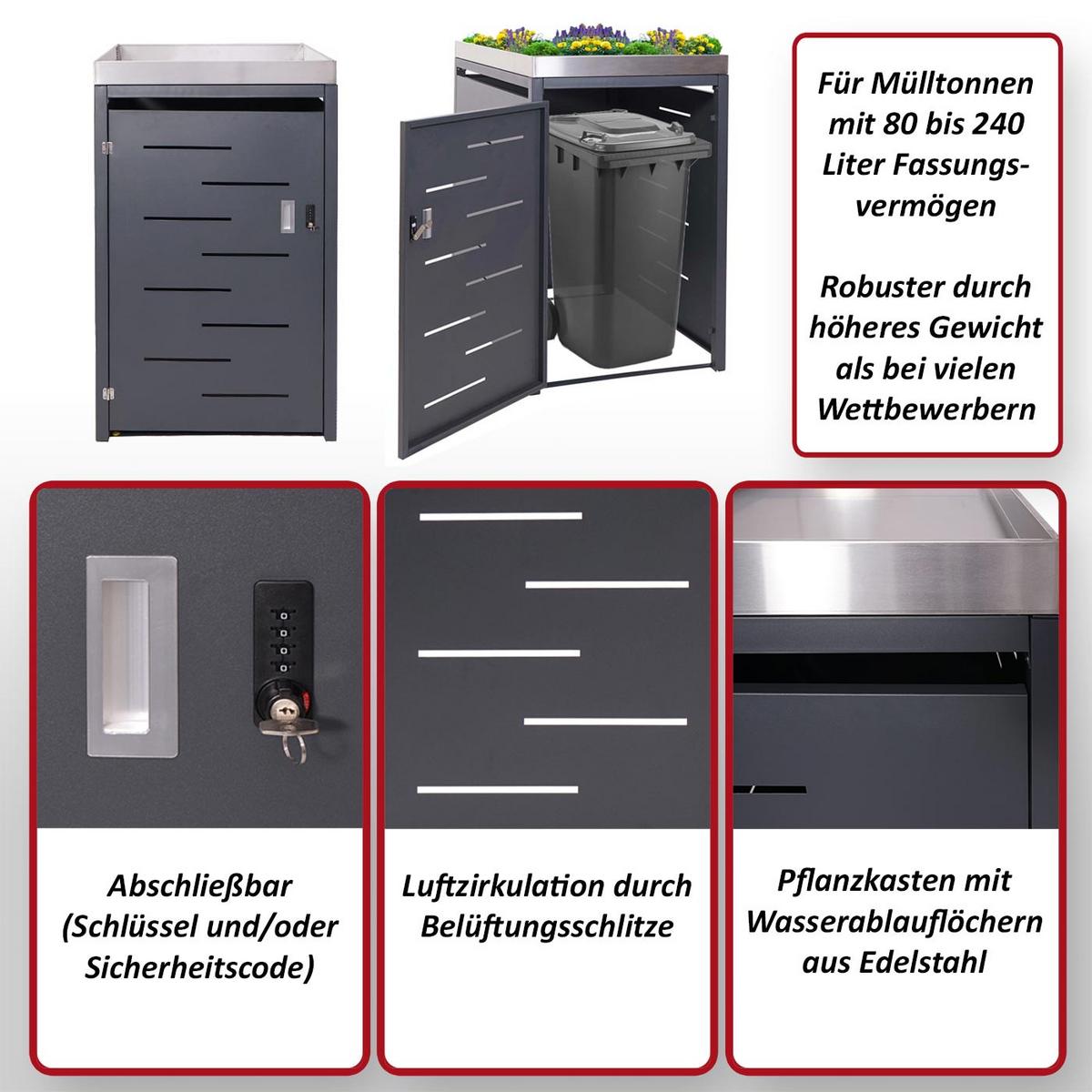 1ER-MÜLLTONNENVERKLEIDUNG Anthrazit - Anthrazit, Metall (69/125/84cm) - MCW