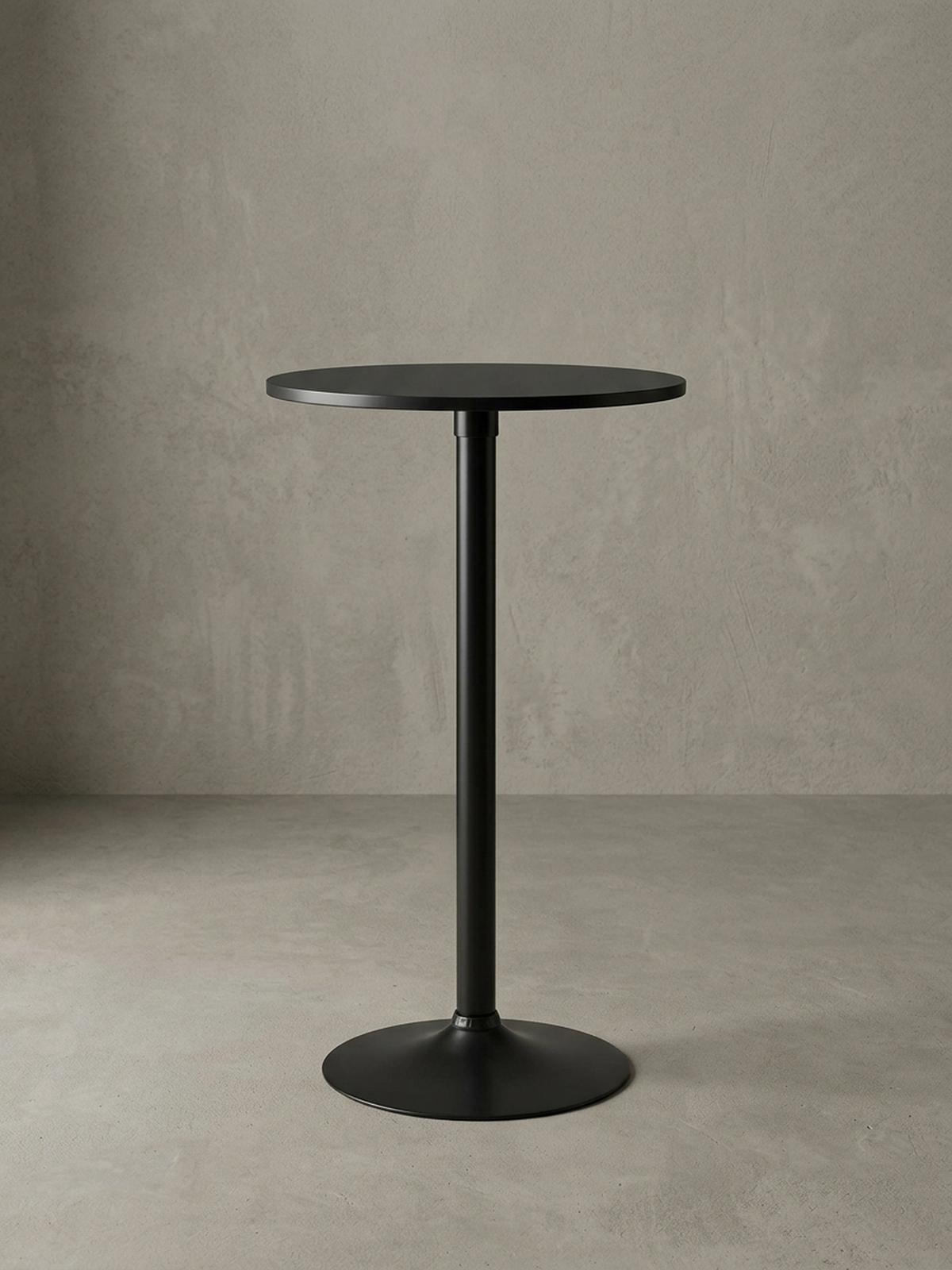 BARTISCH – Schwarz, Trompetenfuß, 30 kg Belastbarkeit - Schwarz, Holz/Metall (60/60/100cm) - KADIMA DESIGN