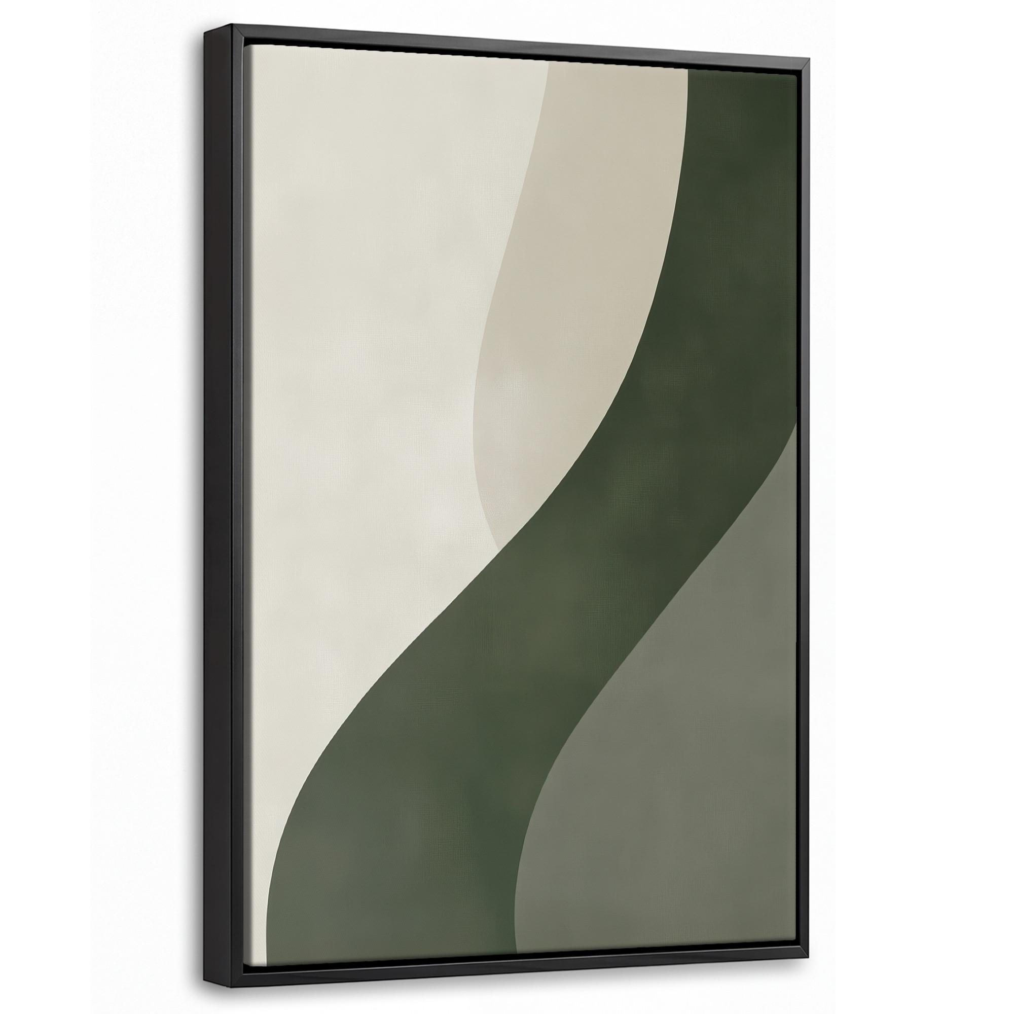 LEINWAND Bilder mit Rahmen - Japandi - Grün - Abstrakt - Modern - 20x30 - Salbeigrün, Textil (20/30cm) - MuchoWow