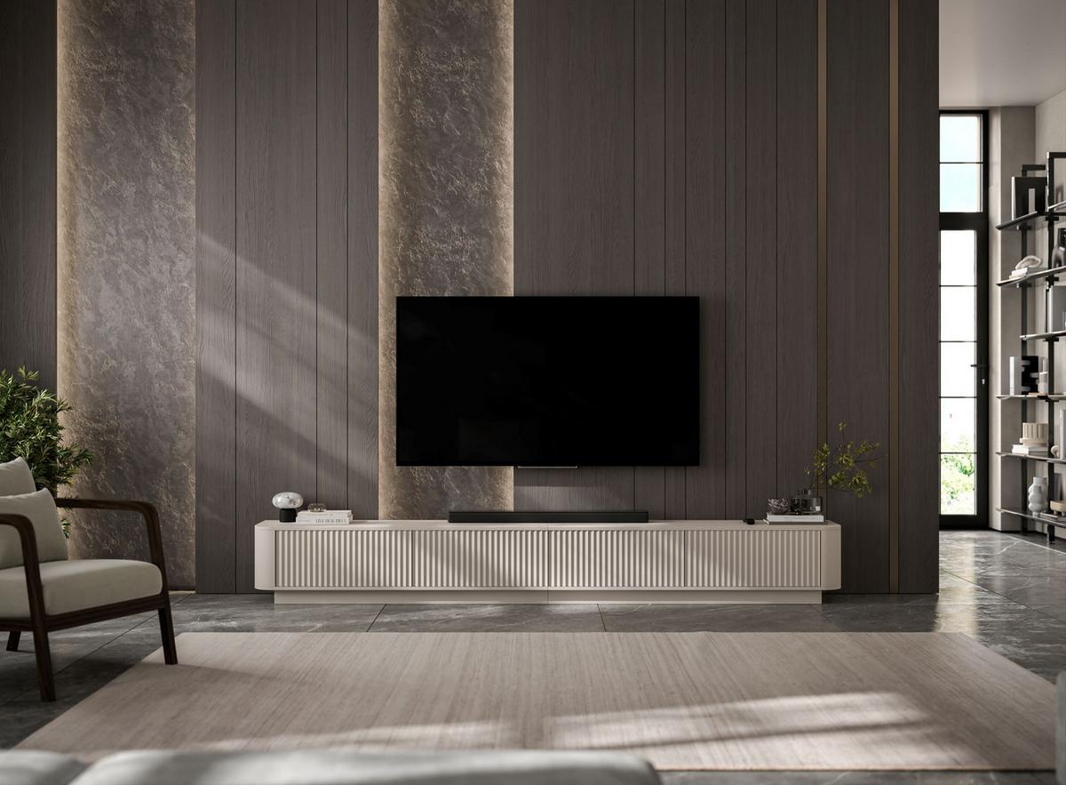 TV-LOWBOARD 2er-Set Aurora Kaschmir matt 280 cm mit Sockel - Kaschmir, Holzwerkstoff (280/37/35cm) - Meble Lindner