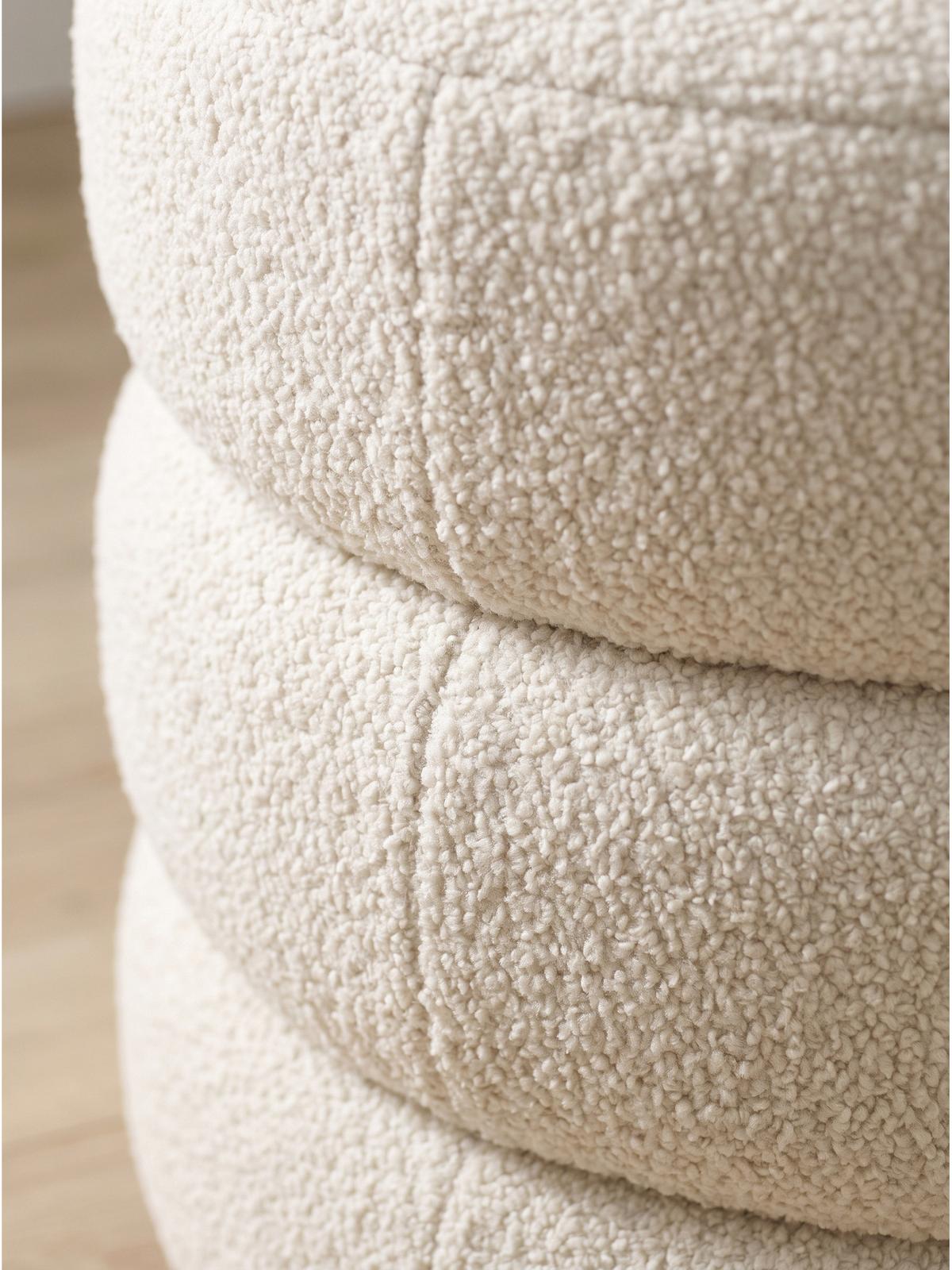 SITZHOCKER RHONE, Teddystoff, mit Textilbezug, Creme, Ø 40 x 45 cm - Beige/Creme, Textil (40/45/40cm) - KADIMA DESIGN