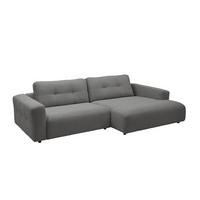 ECKSOFA XL MIKA Grau Cord - Schwarz/Grau, Kunststoff/Textil (296/167cm) - KAWOLA