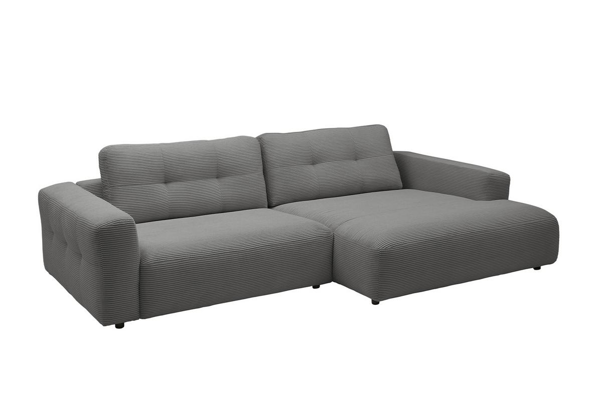 ECKSOFA MIKA Grau Cord - Dunkelgrau/Schwarz, Kunststoff/Textil (276/167cm) - KAWOLA