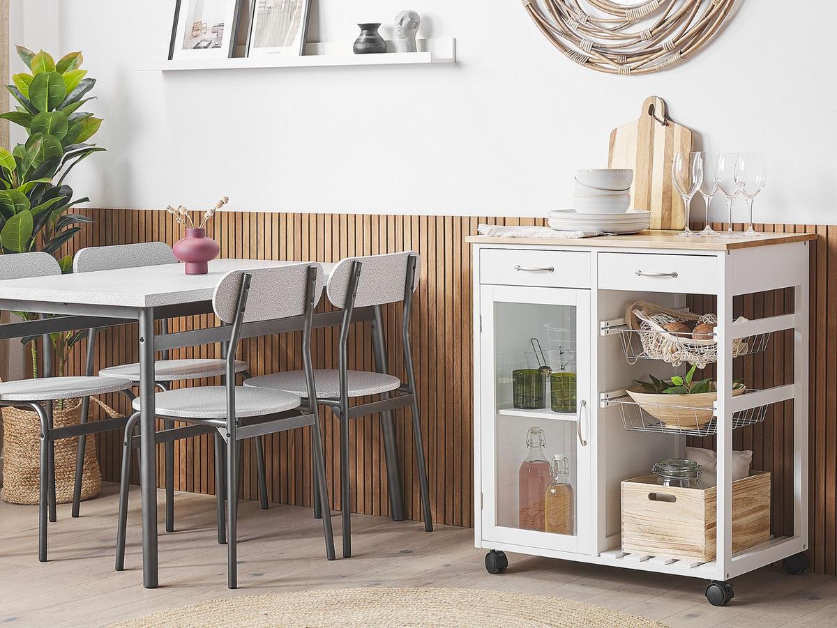 SERVIERWAGEN Weiß Boves - Weiß/Braun, Holzwerkstoff/Kunststoff (76/88/48cm) - Beliani
