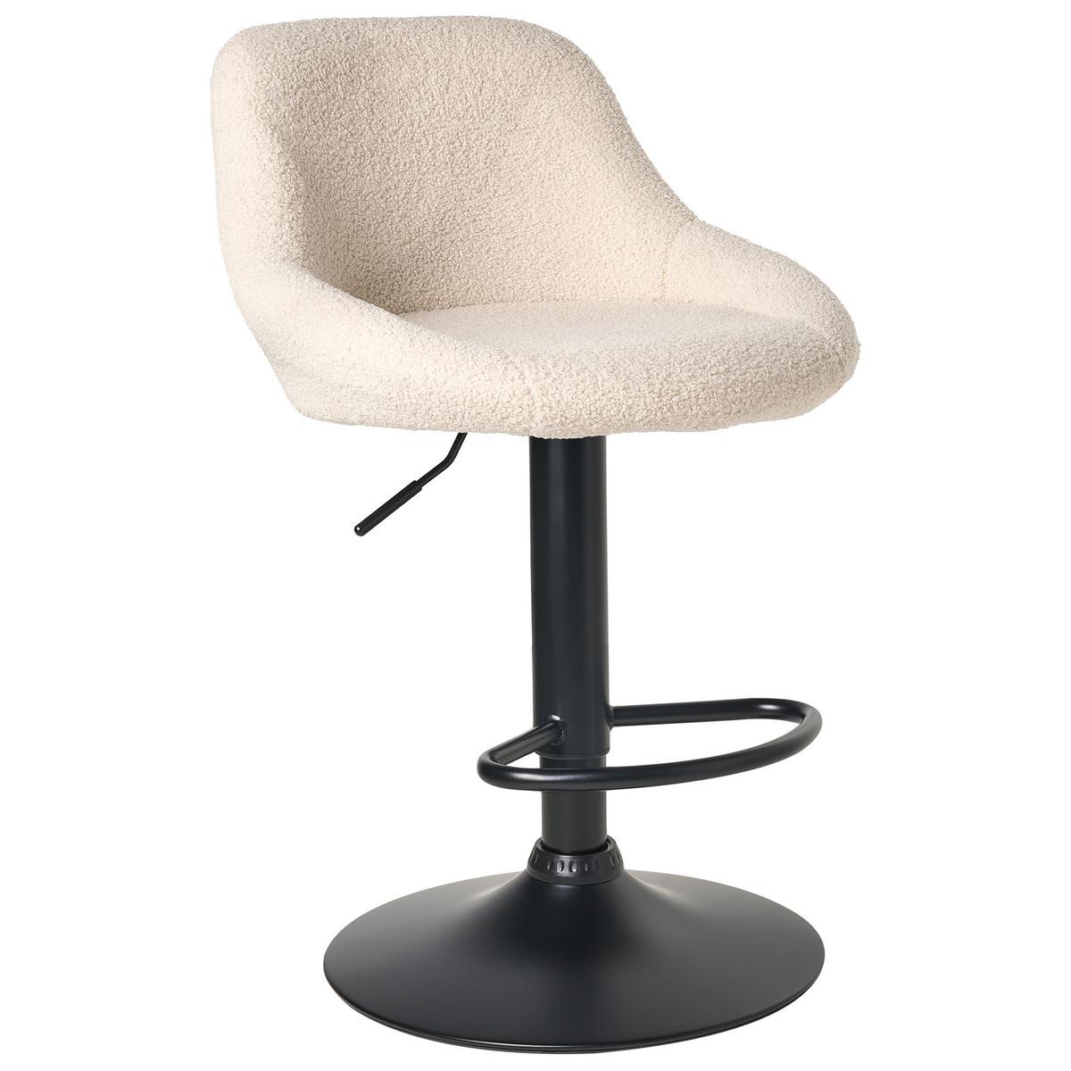 BARHOCKER 2er-Set Bouclé drehbar Hellbeige Medulin - Beige/Schwarz, Textil (47/83/39cm) - Beliani