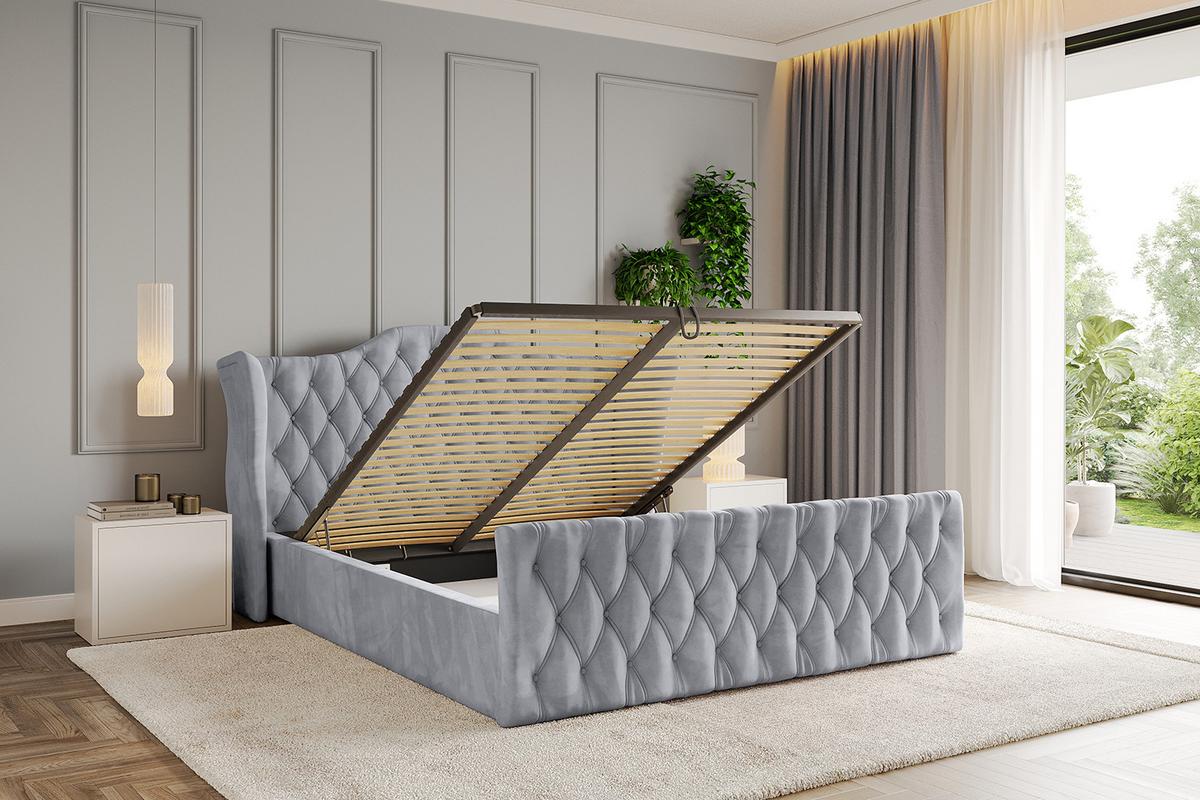 POLSTERBETT mit Bettkasten, Fußteil und Lattenrost, Boxbett mit Matratze H3/H4 - ZORAN-Z 120x200 Hellgrau - Hellgrau, Holzwerkstoff/Textil (120/200cm) - ALTDECOR