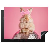HERDABDECKPLATTE Schleife - Discoball - Kaninchen Herdabdeckung Induktionsfeld 70x52 cm - Pink, Kunststoff (70/52/0.2cm) - MuchoWow